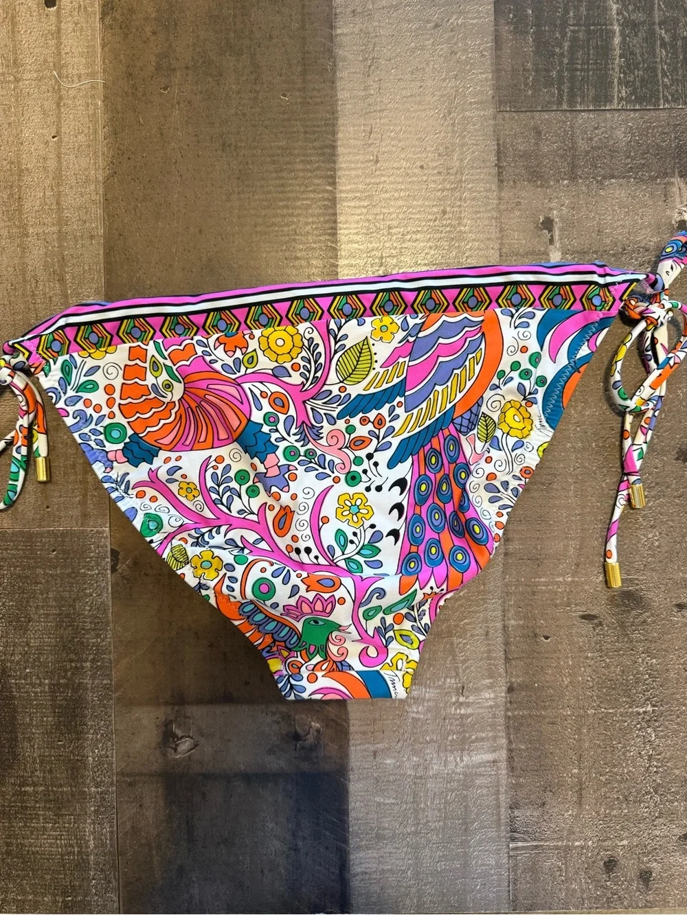 Trina Turk Jungle Beach Multicolor Tie-Side Bikini Bottoms size 12